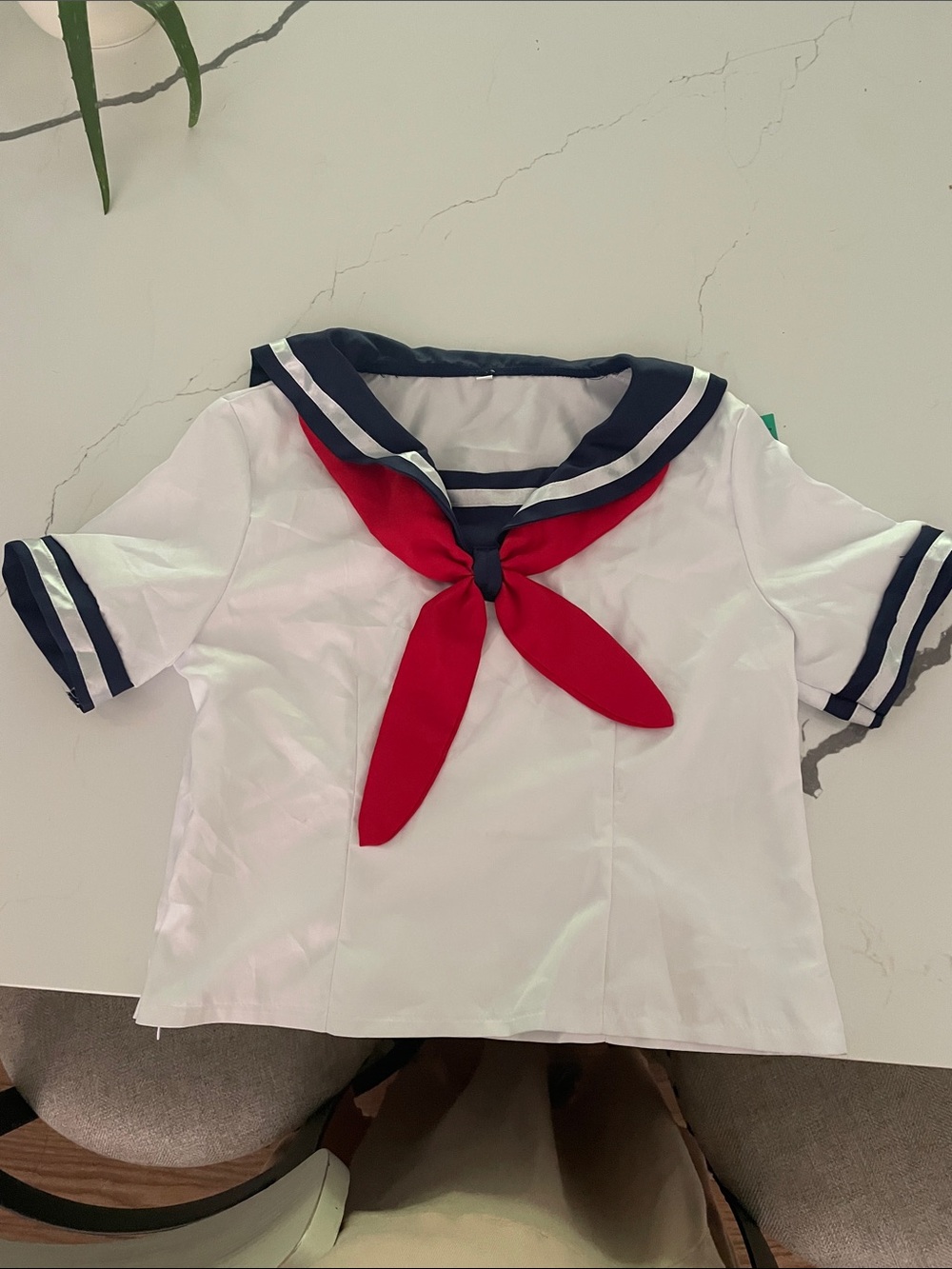 White Sailor-Style crop Top with Red Neck Scarf great for summer parties